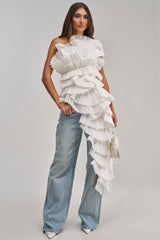 LUXURIOUS ASYMMETRICAL TOP IN WHITE