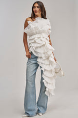 LUXURIOUS ASYMMETRICAL TOP IN WHITE