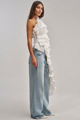 LUXURIOUS ASYMMETRICAL TOP IN WHITE