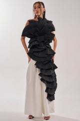 LUXURIOUS ASYMMETRICAL TOP IN BLACK