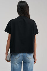 DIAMONDS DANCING RHINESTONE DETAIL TEE IN BLACK