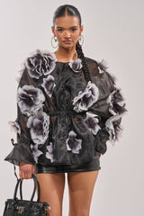 DARK BLOOM CHIFFON BLOUSE