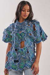 SPREAD YOUR WINGS DENIM TOP