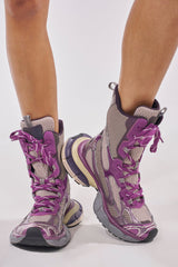 AZALEA WANG YVONNE PURPLE LACE UP SNEAKER