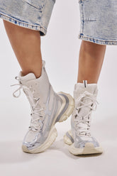 AZALEA WANG YVONNE WHITE LACE UP SNEAKER