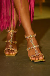 AZALEA WANG ZETA CITRON EMBELLISHED UPPER STILETTO SANDAL