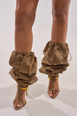 AKIRA GOLD ZIDANE OLIVE CANVAS SLOUCHY STILETTO SANDAL