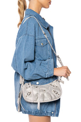 ELEGANT EMBELLISHED BAG IN SILVER