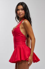 SUGAR RUSH HALTER RUFFLE MINI DRESS