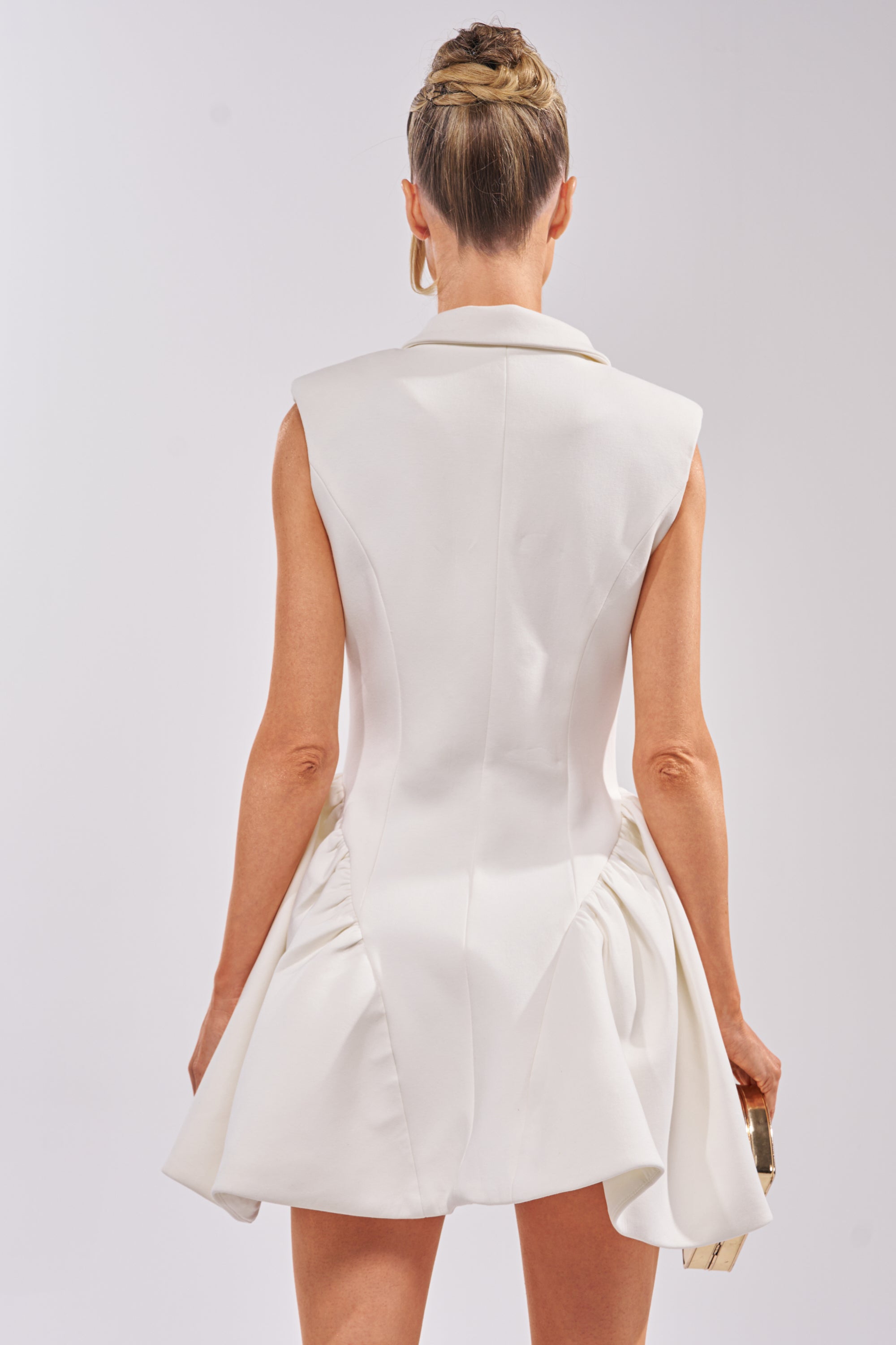 REPRESENTING ME SLEEVELESS BLAZER DRESS IN WHITE