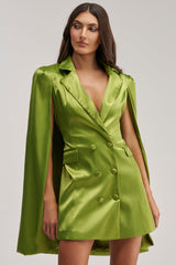 IMANI CAPE SLEEVE BLAZER DRESS IN GREEN