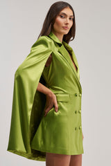 IMANI CAPE SLEEVE BLAZER DRESS IN GREEN