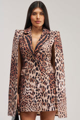 AMINAH LEOPARD PRINT BLAZER DRESS