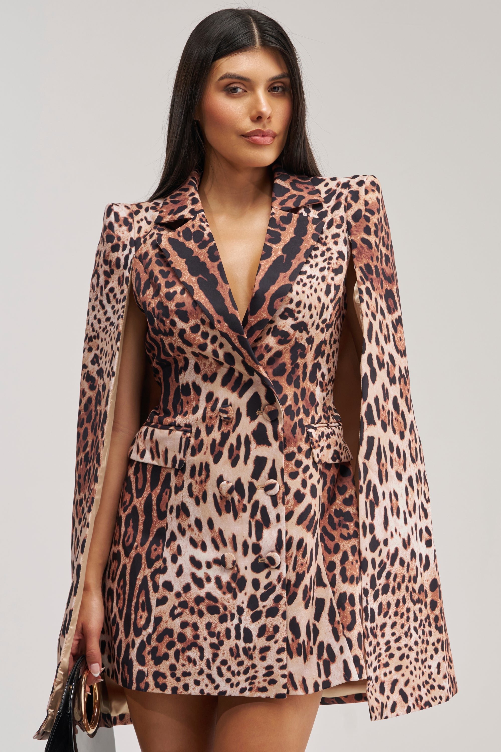 AMINAH LEOPARD PRINT BLAZER DRESS