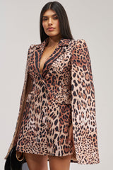 AMINAH LEOPARD PRINT BLAZER DRESS
