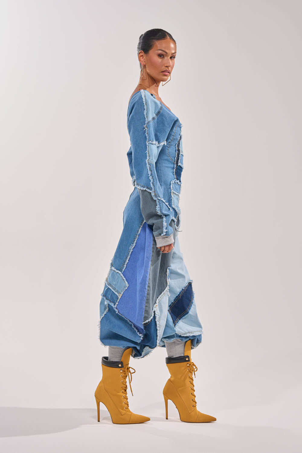 COMFY COZY DENIM PATCHWORK JUMPSUIT