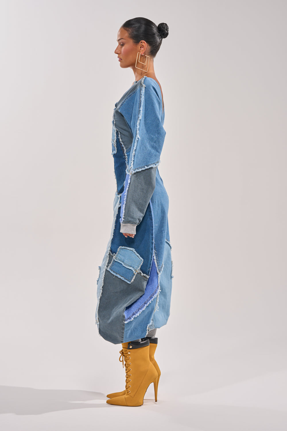 COMFY COZY DENIM PATCHWORK JUMPSUIT