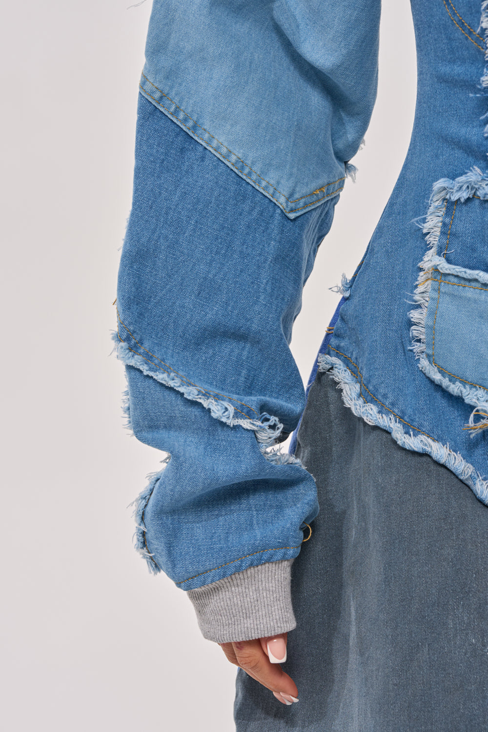 COMFY COZY DENIM PATCHWORK JUMPSUIT