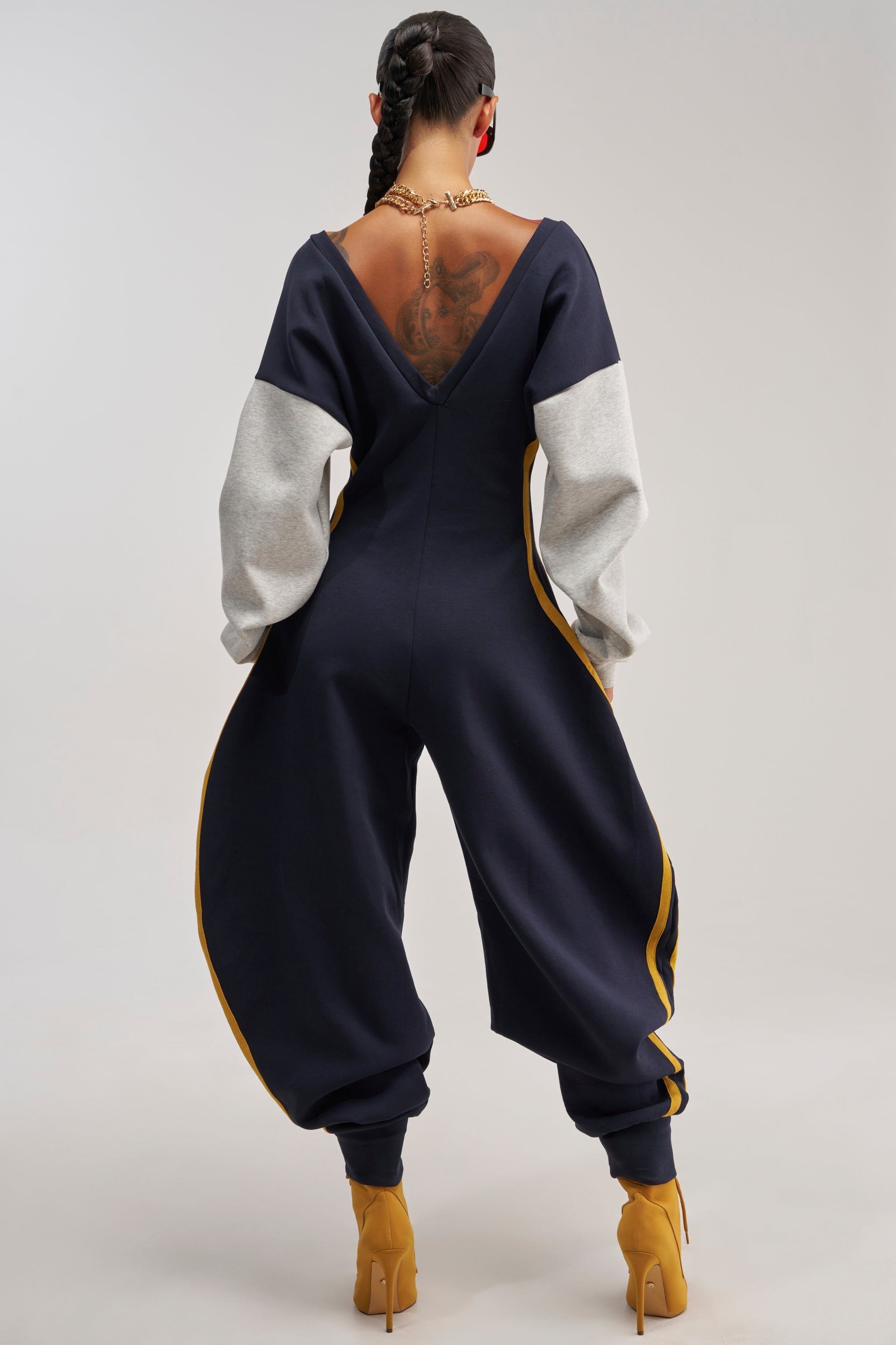 COMFY COZY VARSITY JUMPSUIT IN NAVY