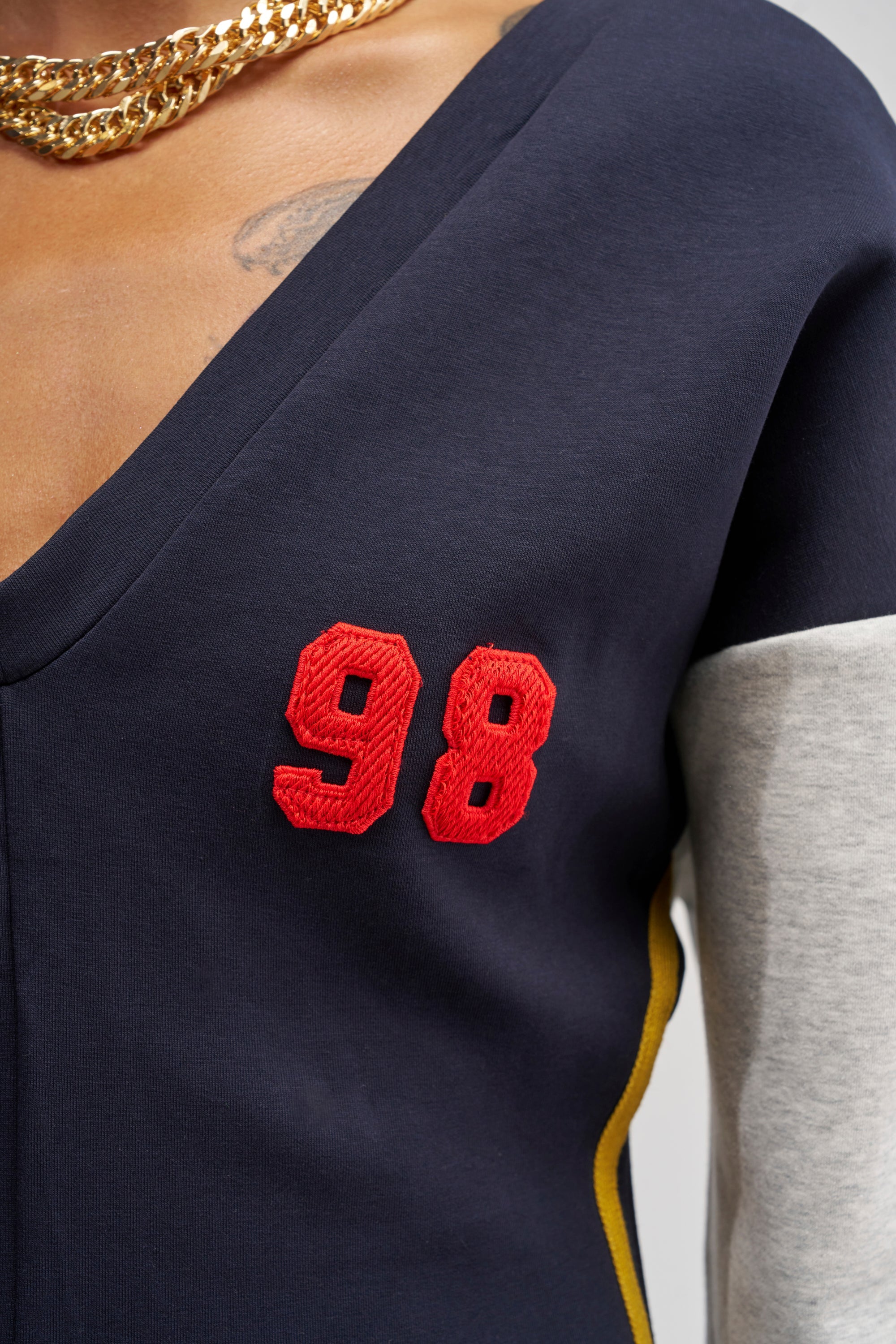COMFY COZY VARSITY JUMPSUIT IN NAVY