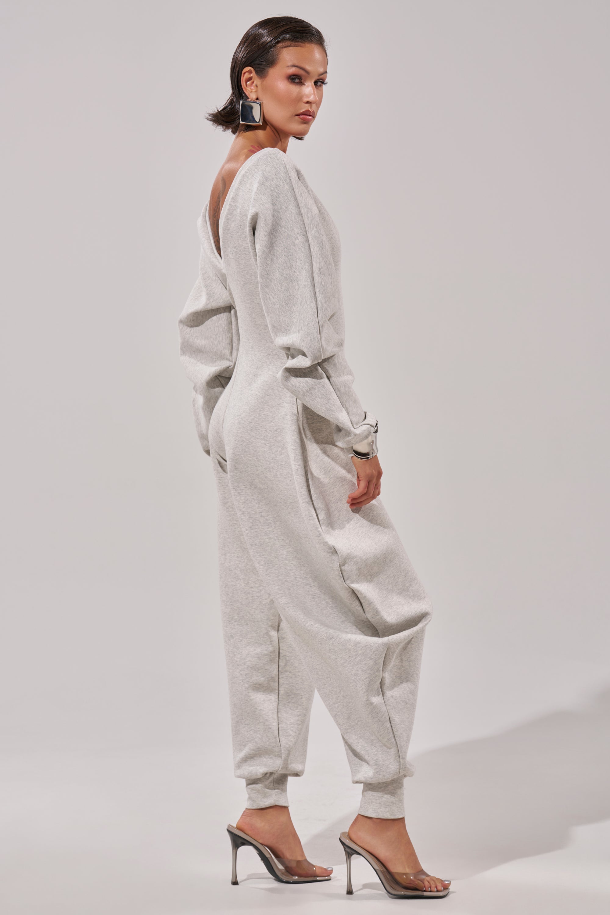 COMFY COZY JUMPSUIT IN HEATHER GREY