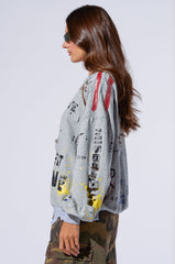 THAT GIRL IS POISON DISTRESSED CREW NECK SWEATSHIRT