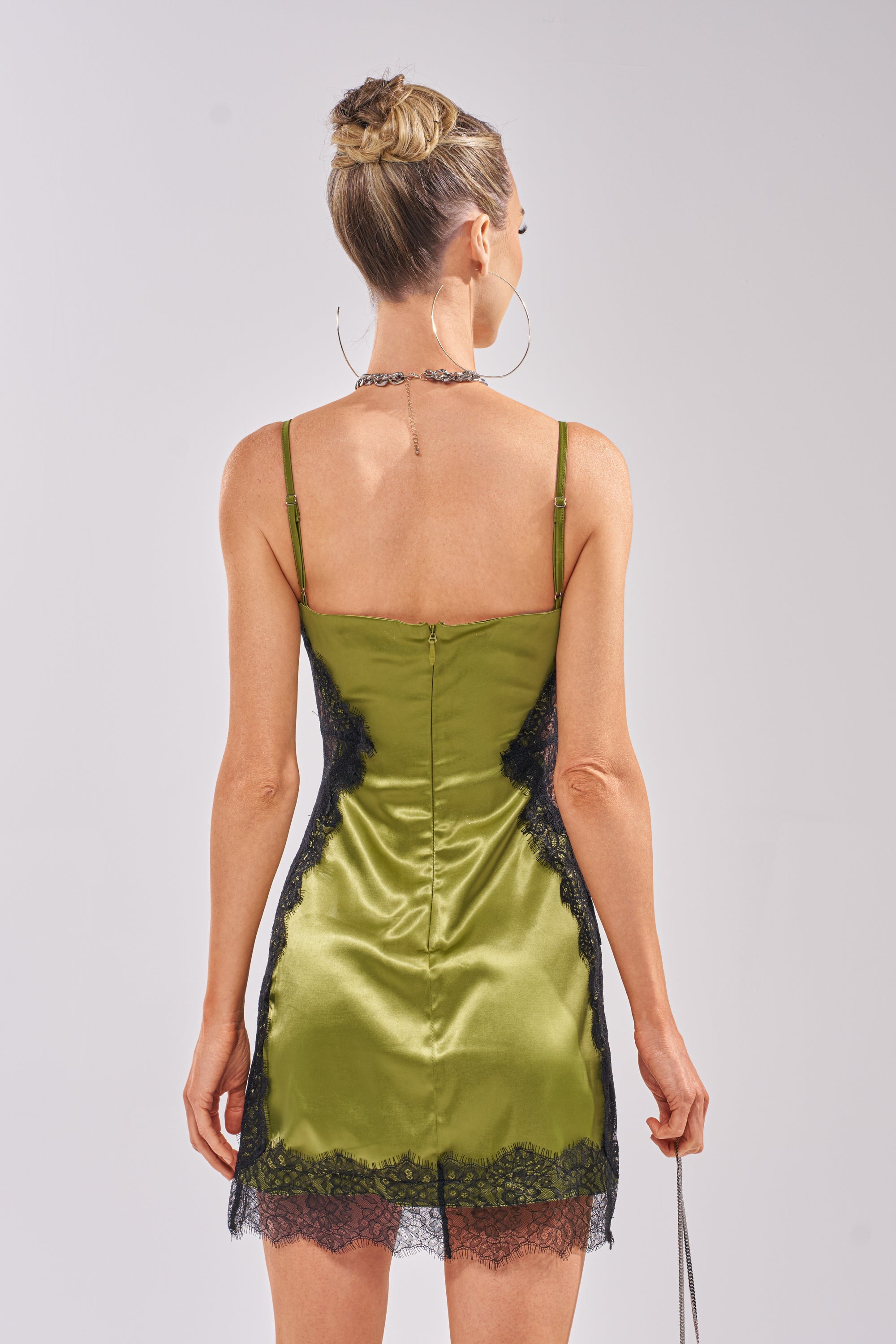 SHOW US WHAT YOU GOT SATIN MINI DRESS IN GREEN