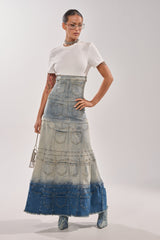 DENIM ON DENIM LAYERED MAXI DRESS