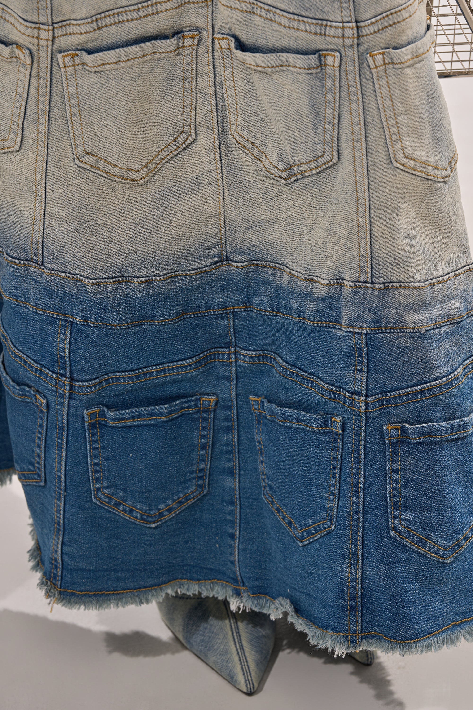 DENIM ON DENIM LAYERED MAXI DRESS