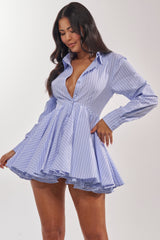 HAPPY HOUR PINSTRIPE MINI DRESS