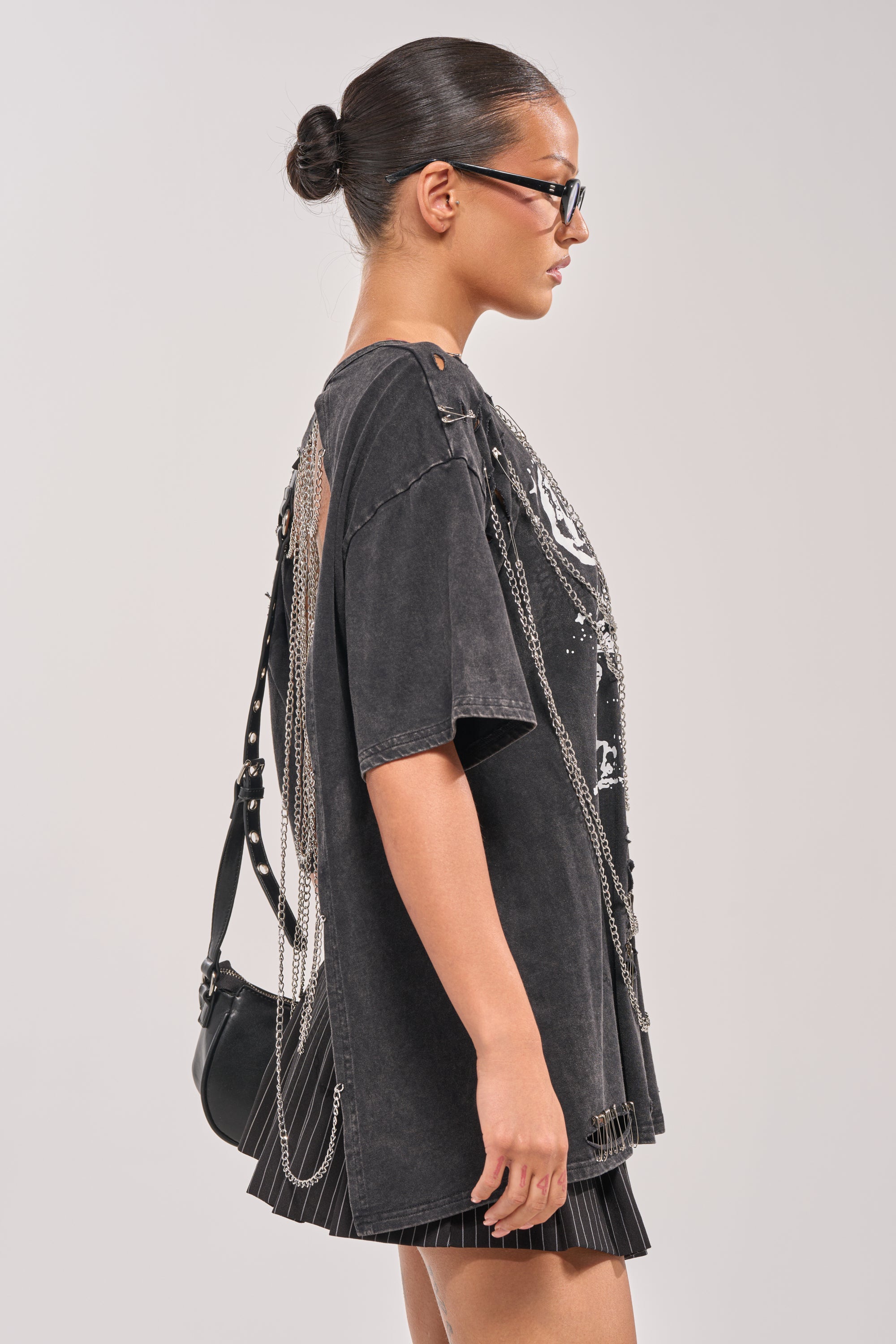 GOTH BAE OVERSIZED OPEN BACK DISTRESSED TEE