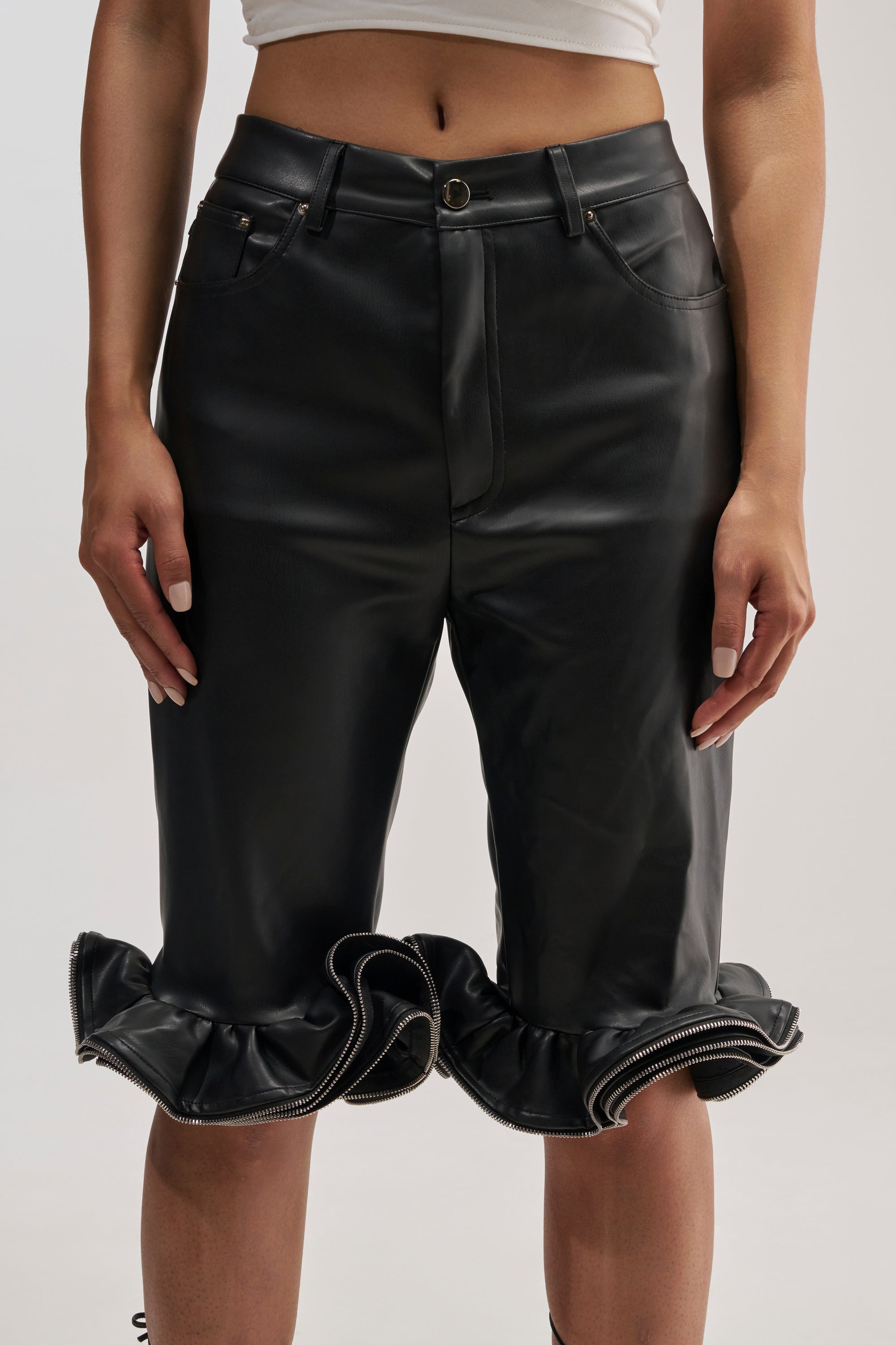 SOMETHING DIFFERENT FAUX LEATHER BERMUDA SHORT