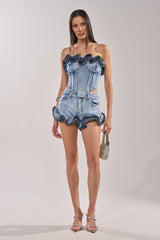 SOMETHING DIFFERENT DENIM SHORTS WITH ZIPPER DETAIL