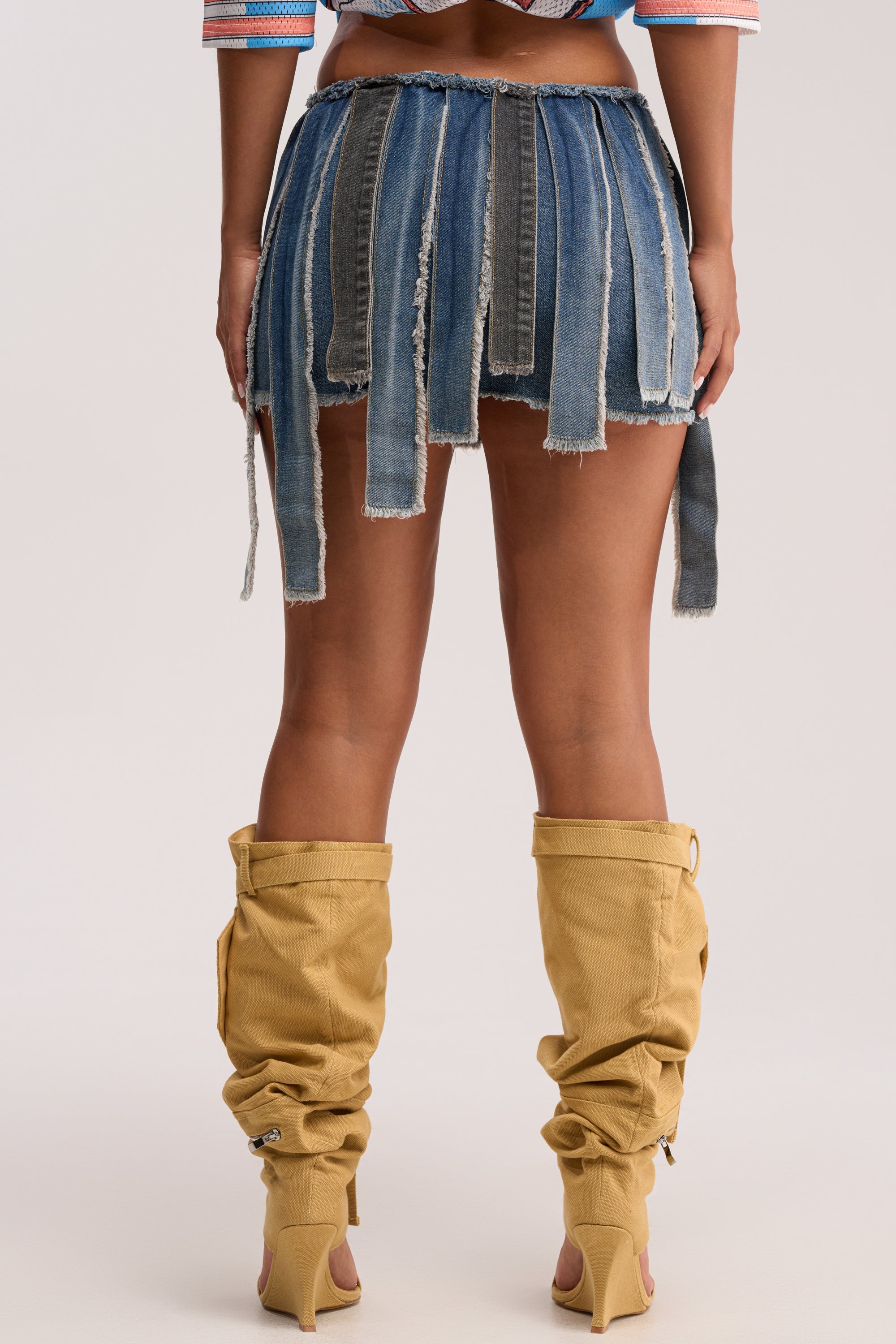 STRIPPED DENIM SKIRT