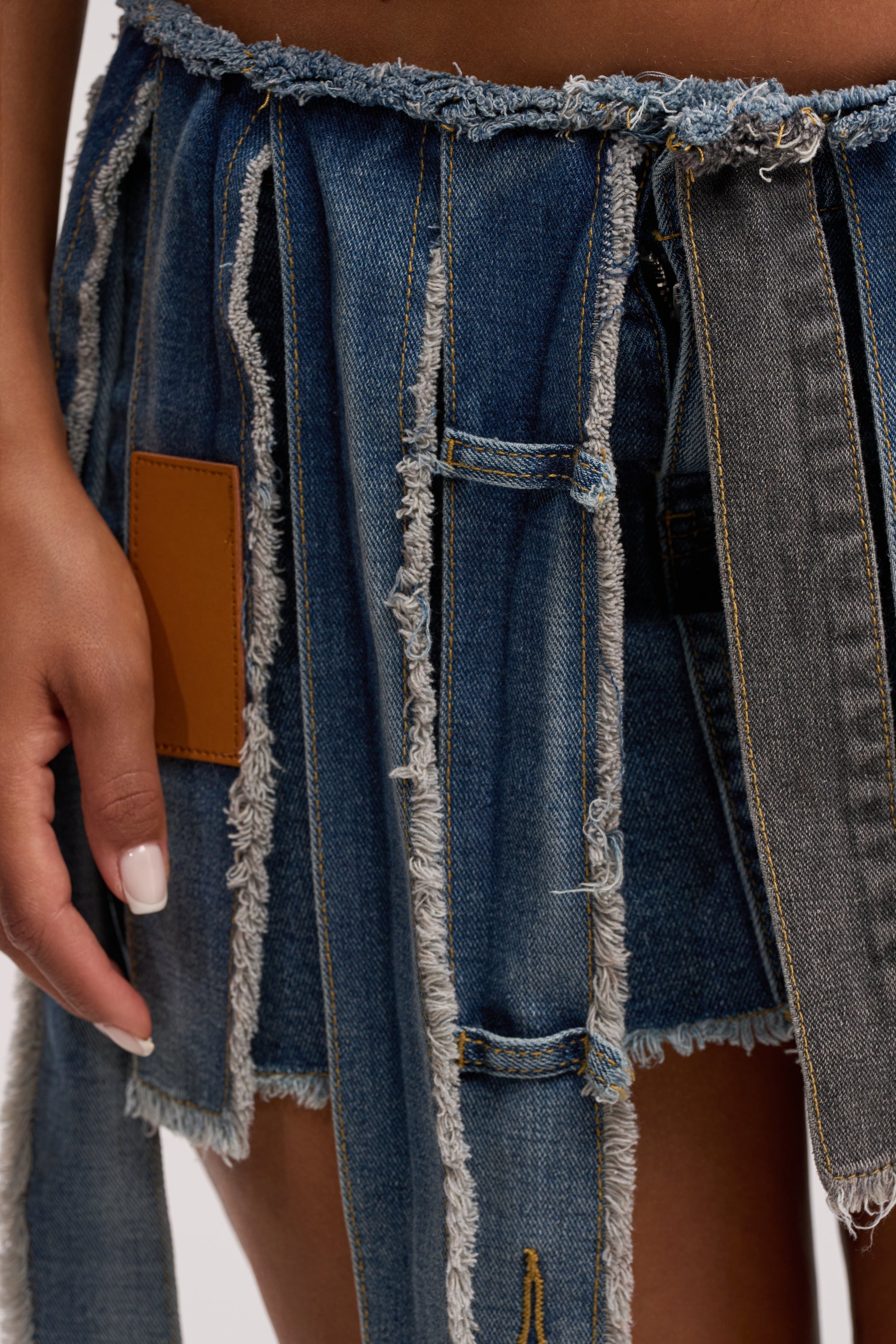 STRIPPED DENIM SKIRT