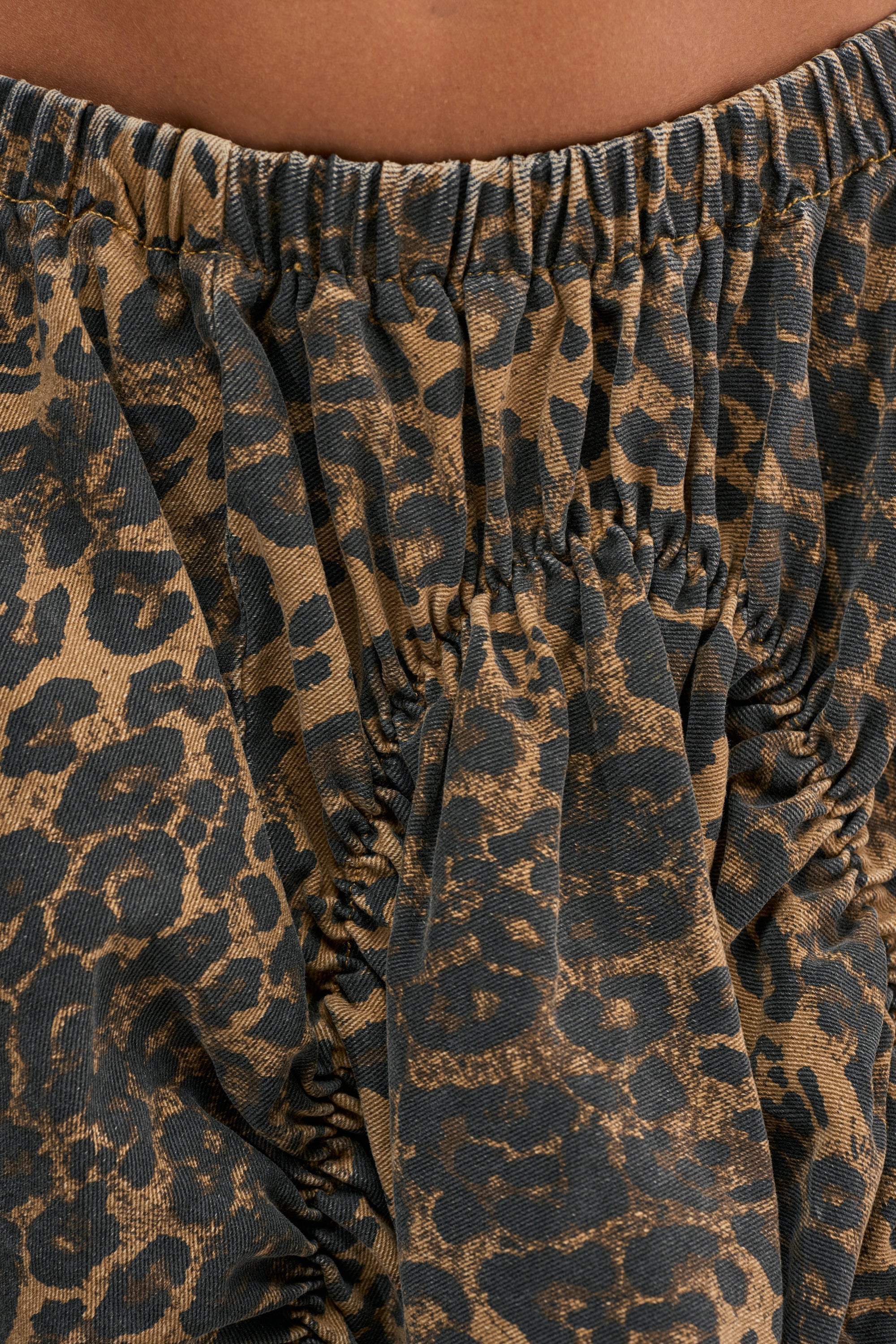 IN TO THE WILD CHEETAH RUCHED MIDI SKIRT
