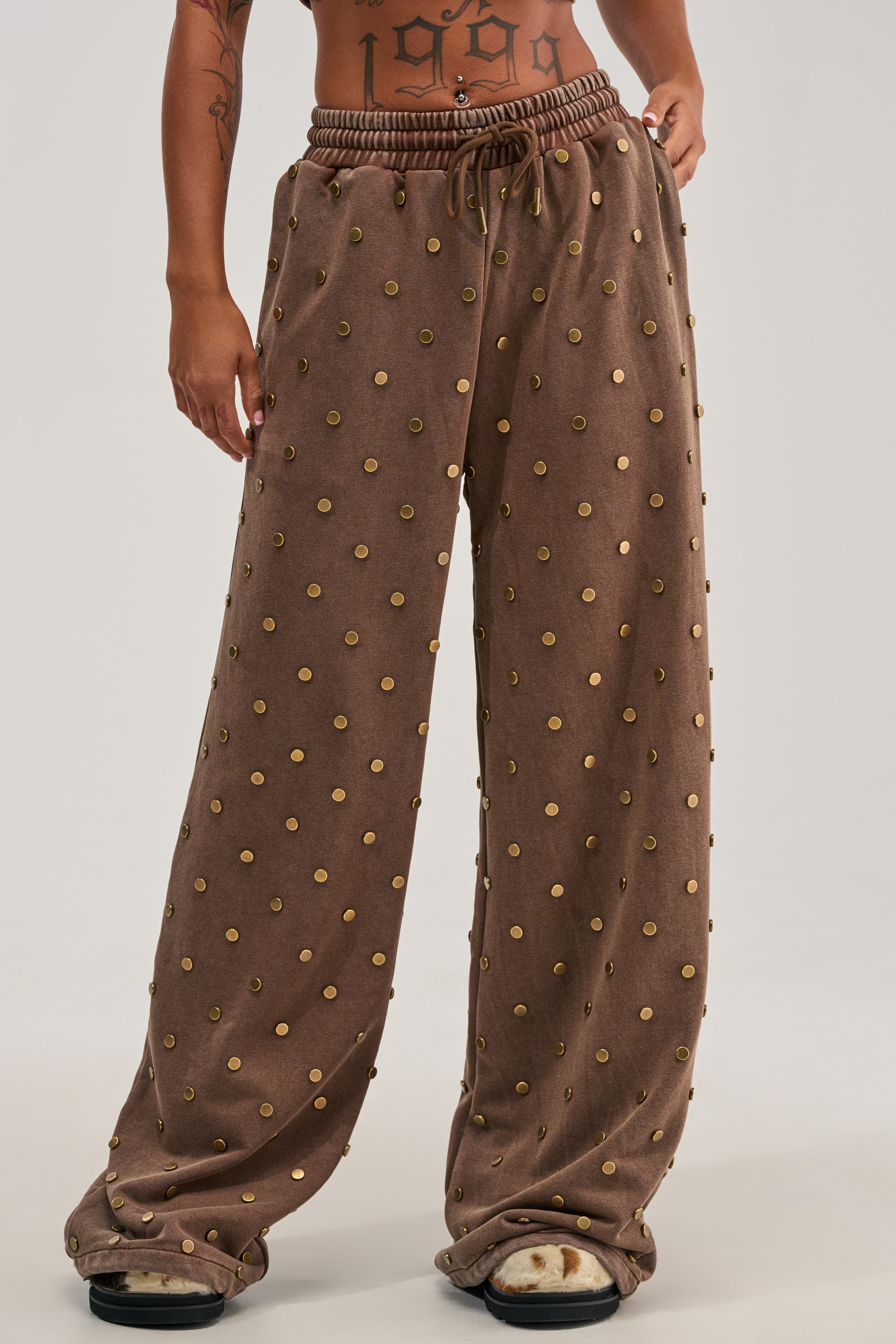 POPPING OFF WIDE LEG JOGGER IN BROWN