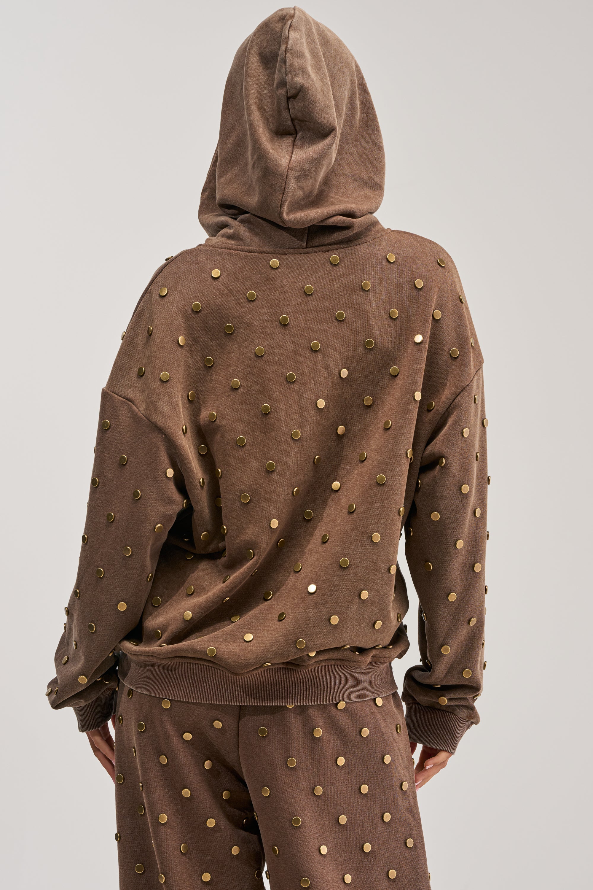 POPPING OFF ZIP UP SWEATSHIRT IN BROWN