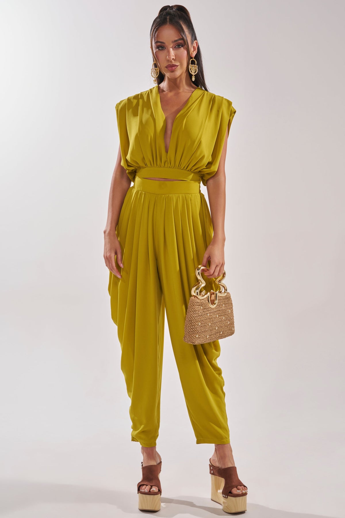 READY TO DANCE SLINKY PANT IN CHARTREUSE