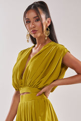 READY TO DANCE SLINKY BLOUSE IN CHARTREUSE