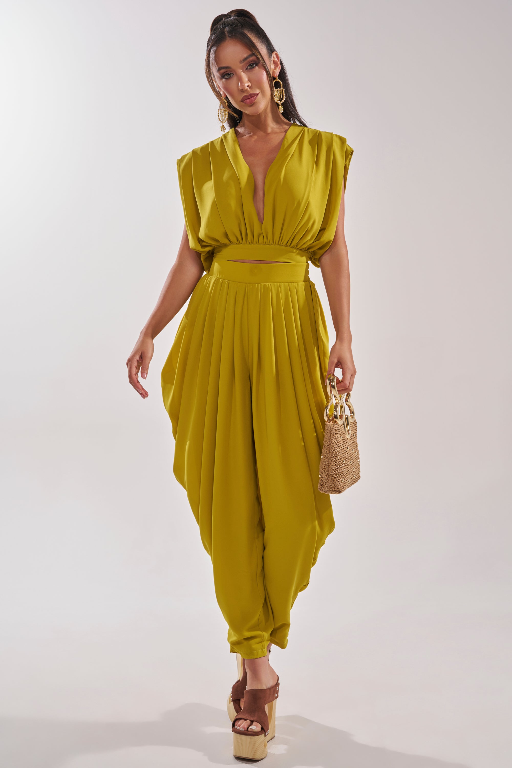 READY TO DANCE SLINKY BLOUSE IN CHARTREUSE