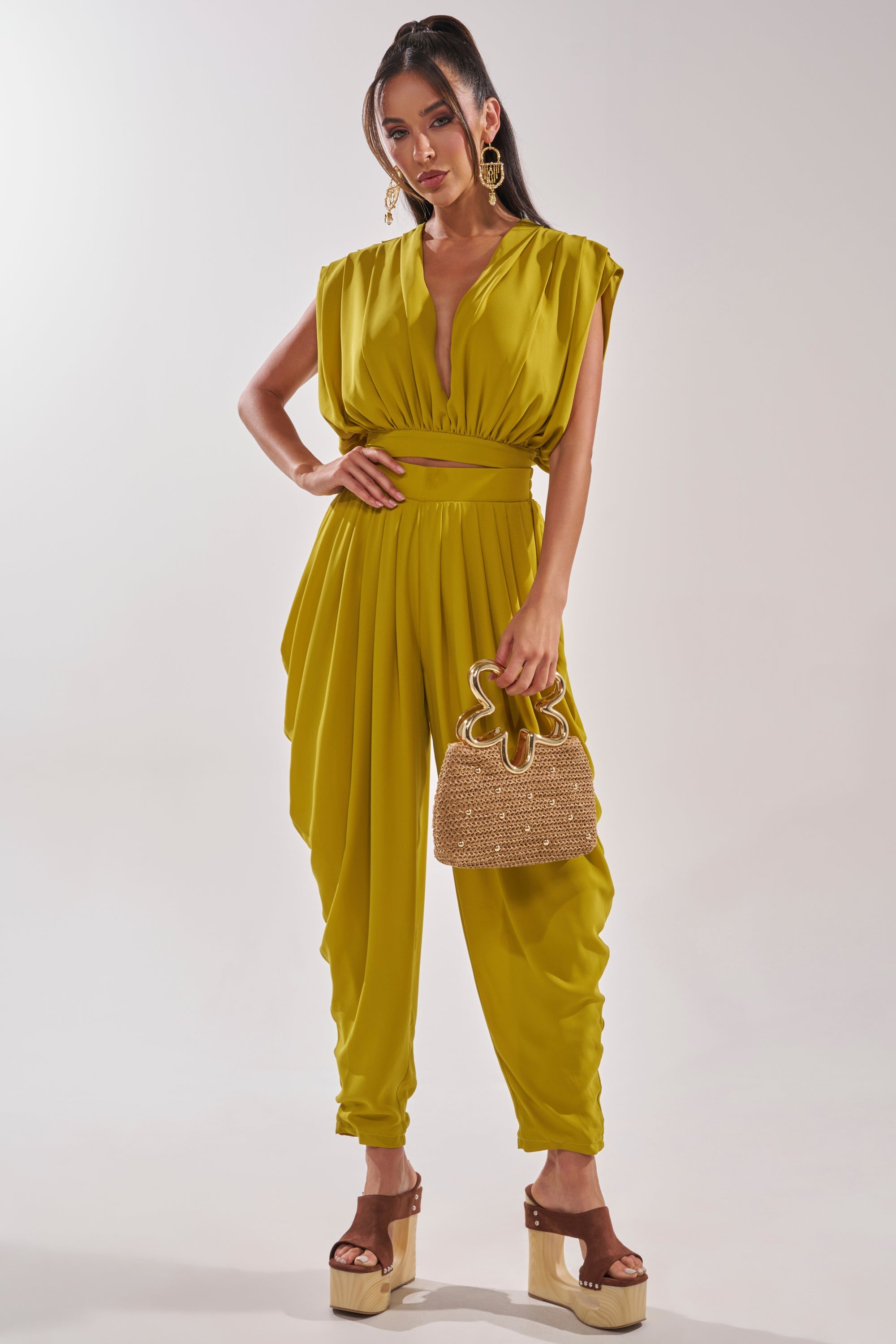READY TO DANCE SLINKY BLOUSE IN CHARTREUSE
