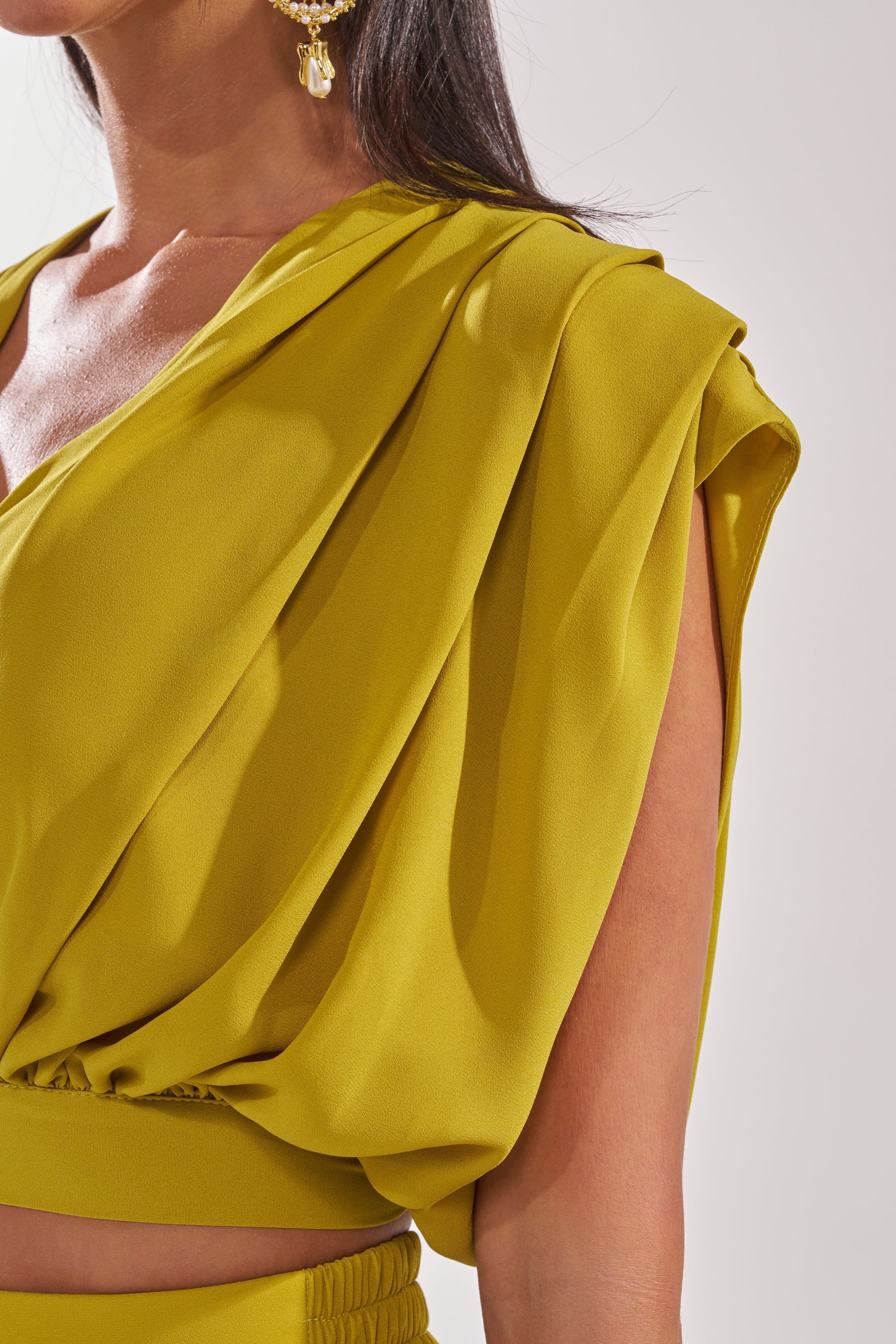 READY TO DANCE SLINKY BLOUSE IN CHARTREUSE