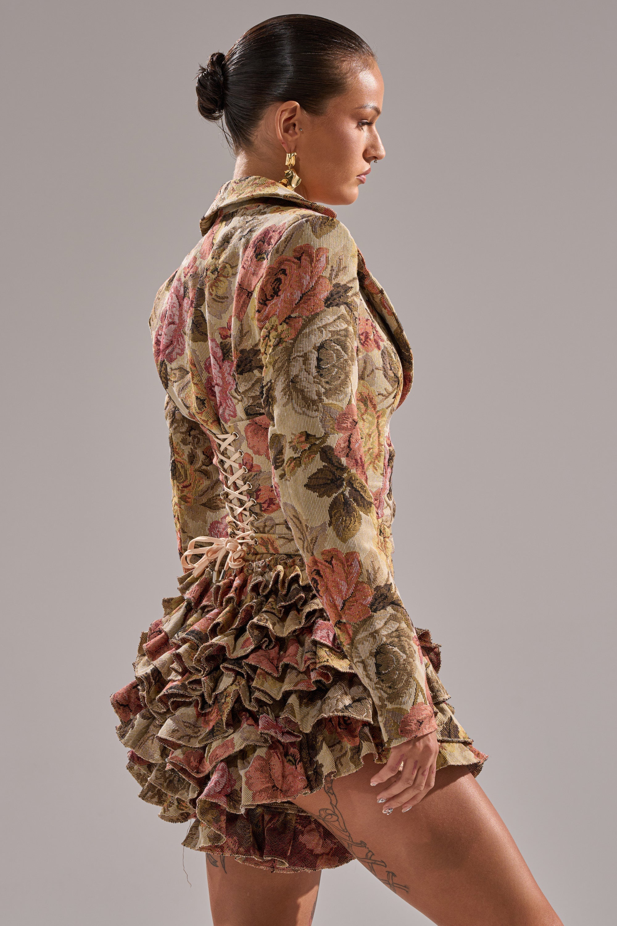 FLORAL HEAVEN TAPESTRY MINI DRESS