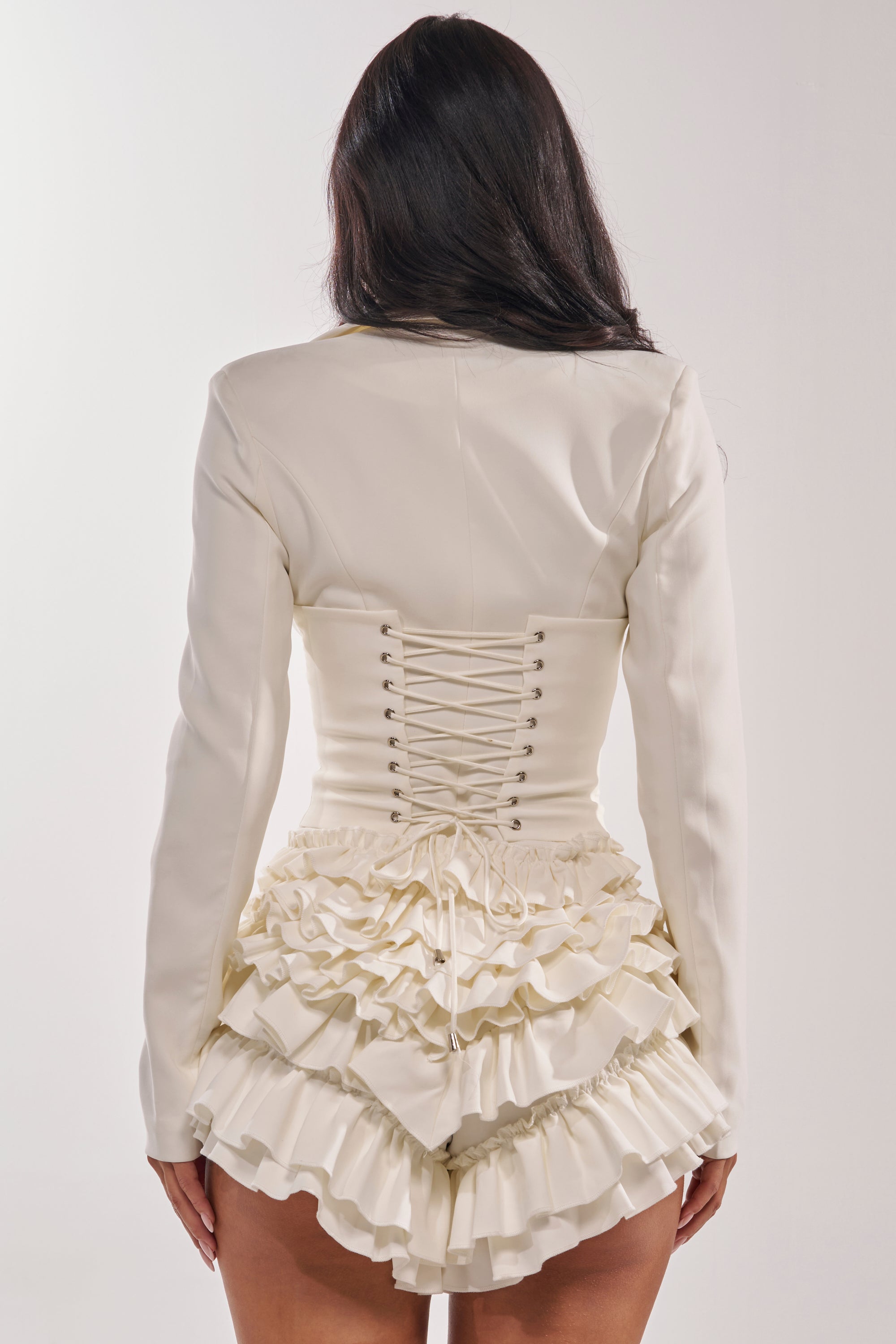 STRICTLY BUSINESS BLAZER ROMPER IN WHITE