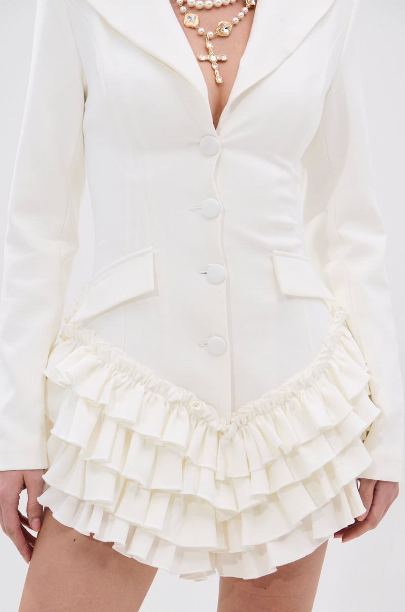 STRICTLY BUSINESS BLAZER ROMPER IN WHITE