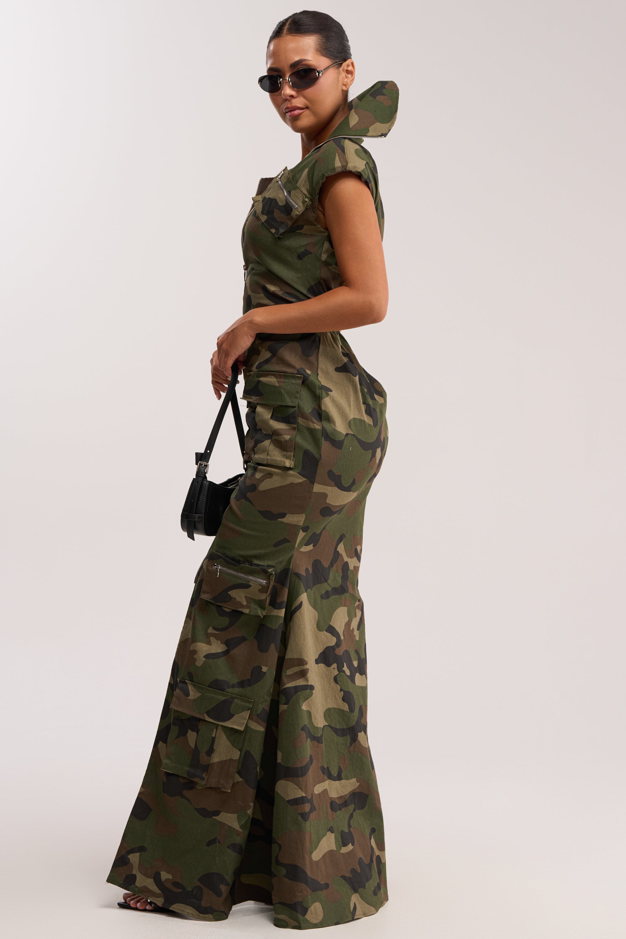 NOW YOU SEE ME CAMO PRINT MAXI DRESS
