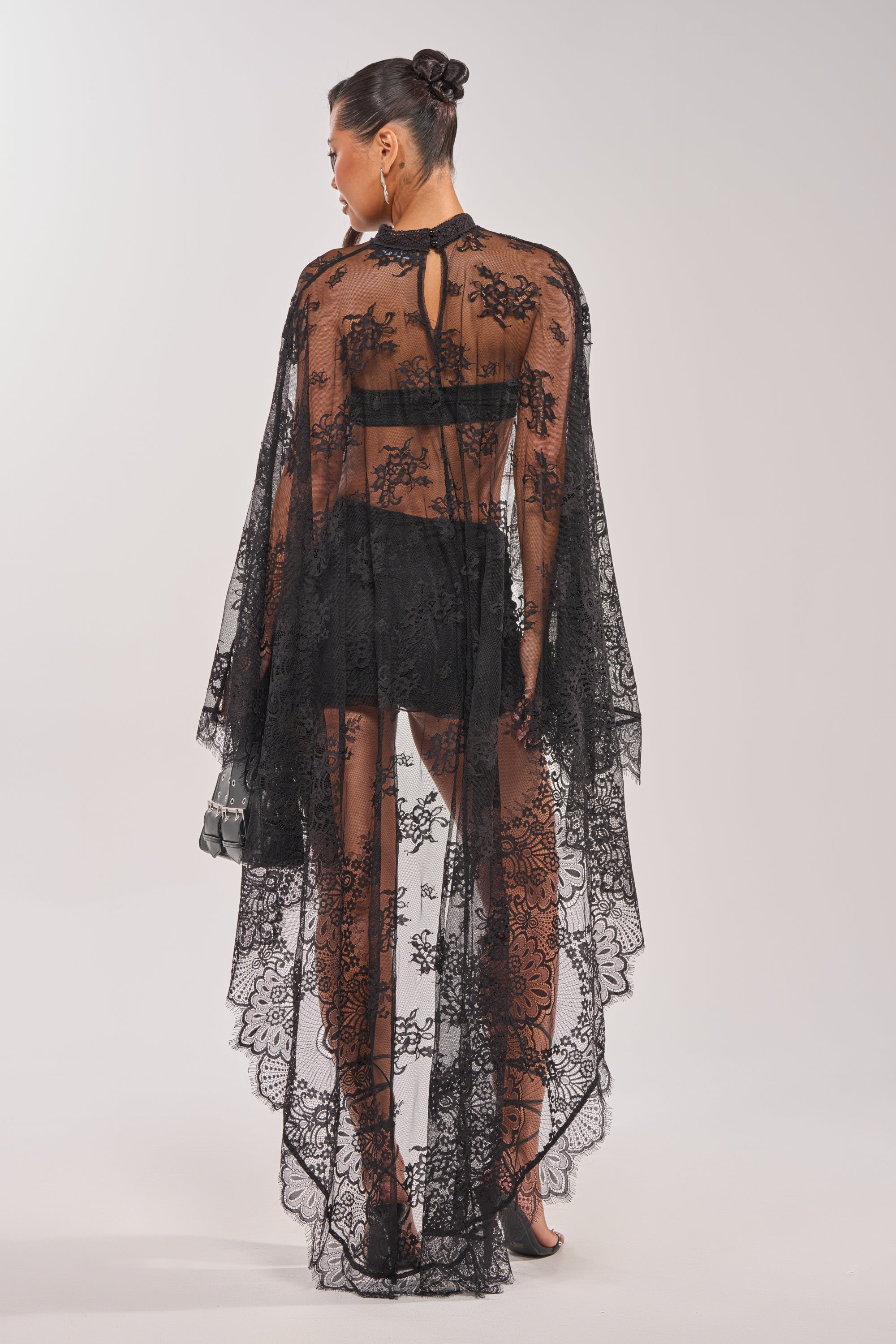 MISS ME YET LACE HIGH LOW LACE BLOUSE