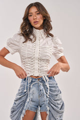 PRETTY PLEASE BUTTON DOWN BLOUSE