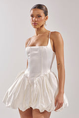 JULIET SATIN MINI DRESS IN IVORY